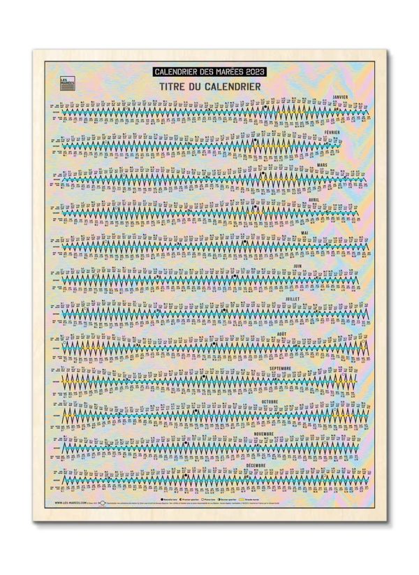 Le calendrier des marées sur bois version pop coloré