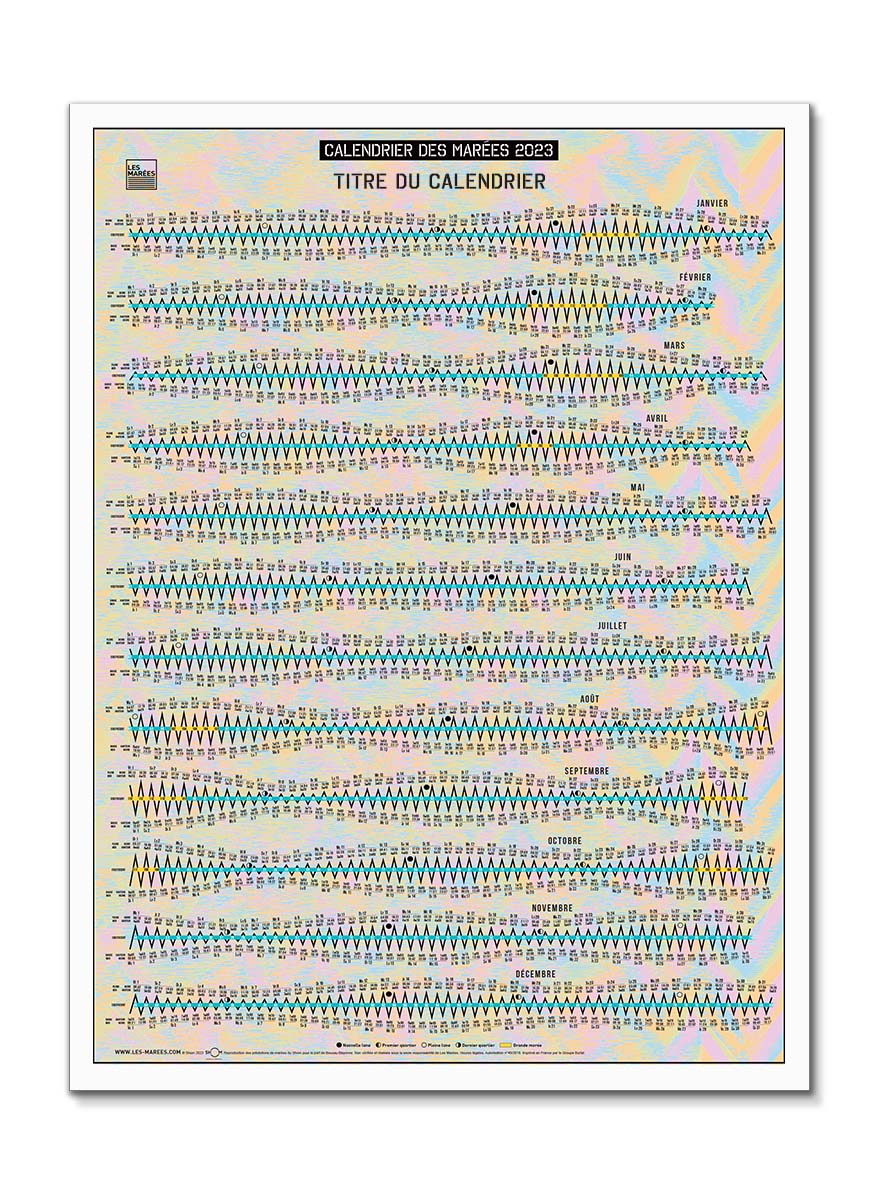 Poster du calendrier des marées version pop multicolore