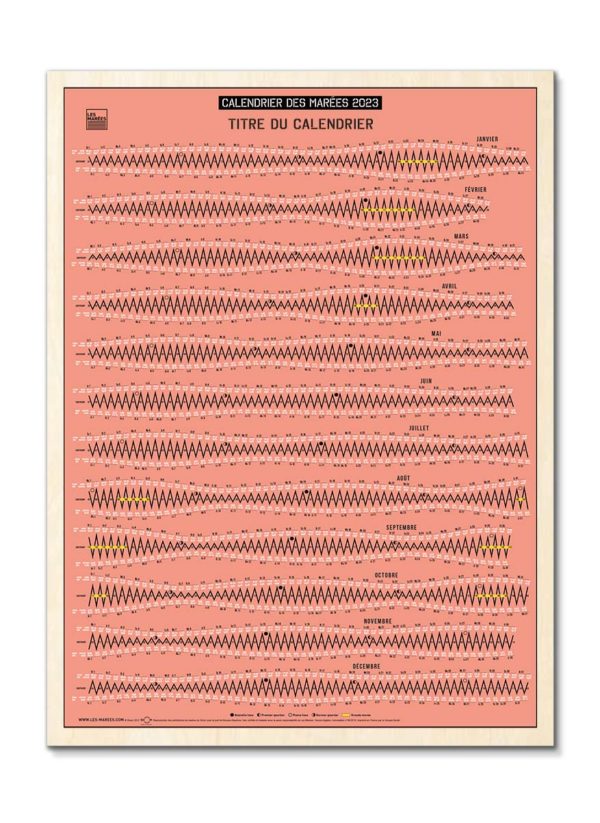 Calendrier des marées modele bois rose