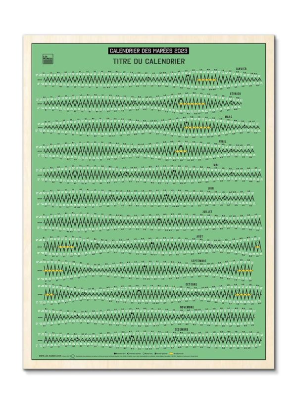 Calendrier des marées modèle bois vert