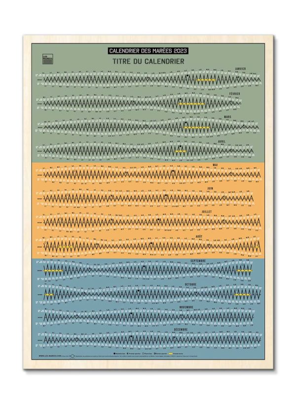 Calendrier des marées design et grand format sur bois