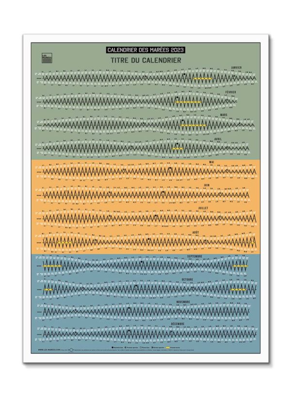 Design and large format tide calendar in poster format