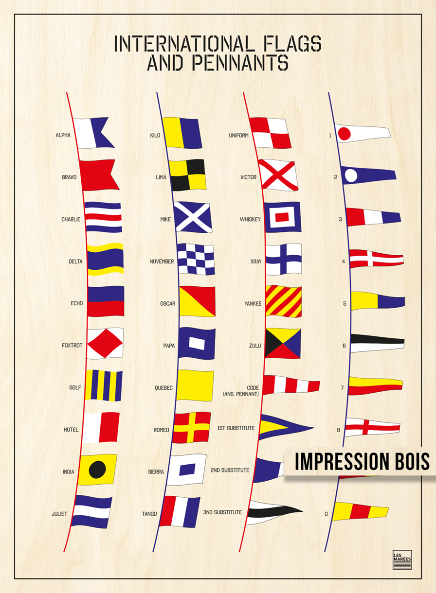 Image de l'impression sur bois de l'illustration flags and pennants