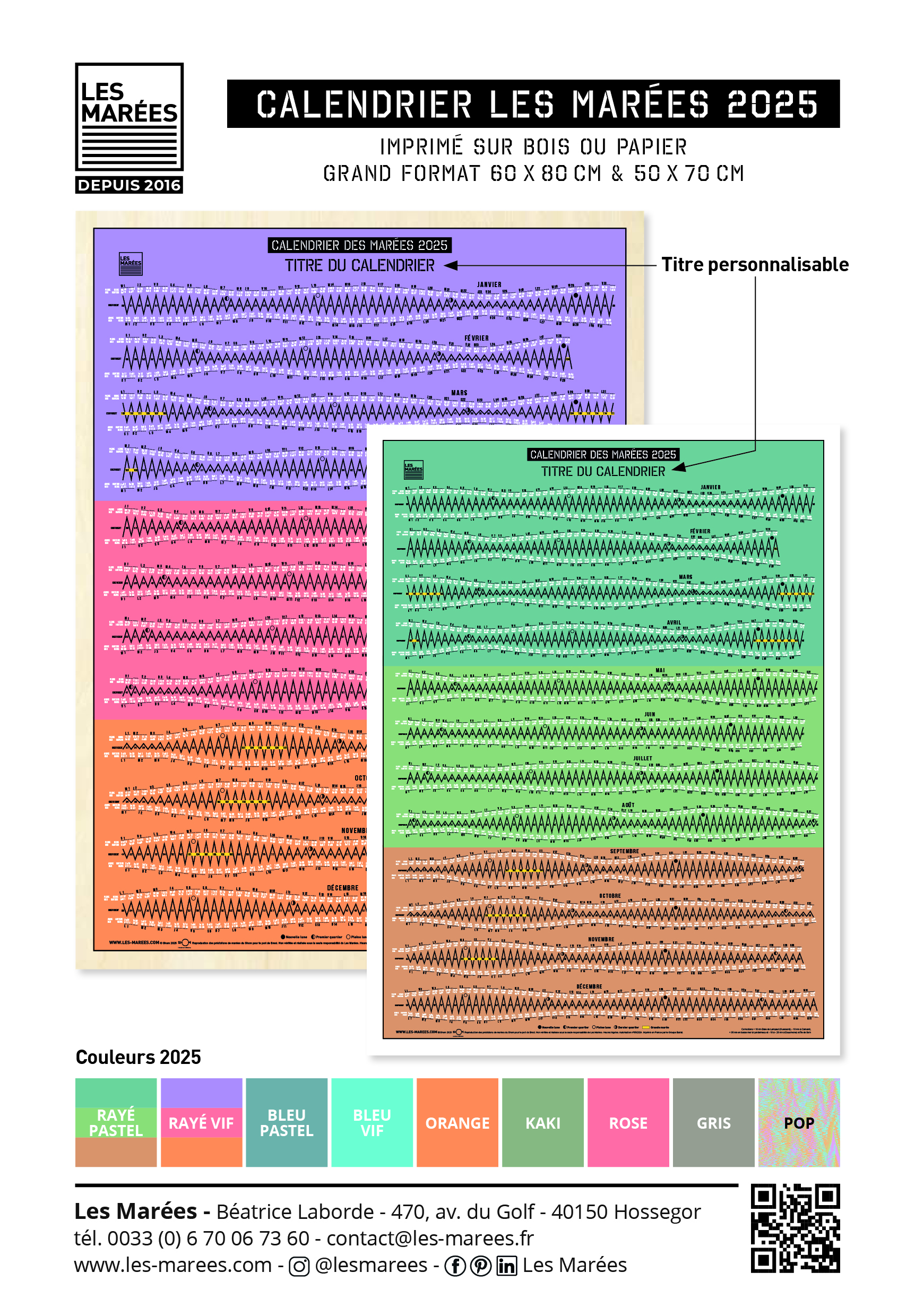 Image de toutes les couleurs du calendrier des marées 2025