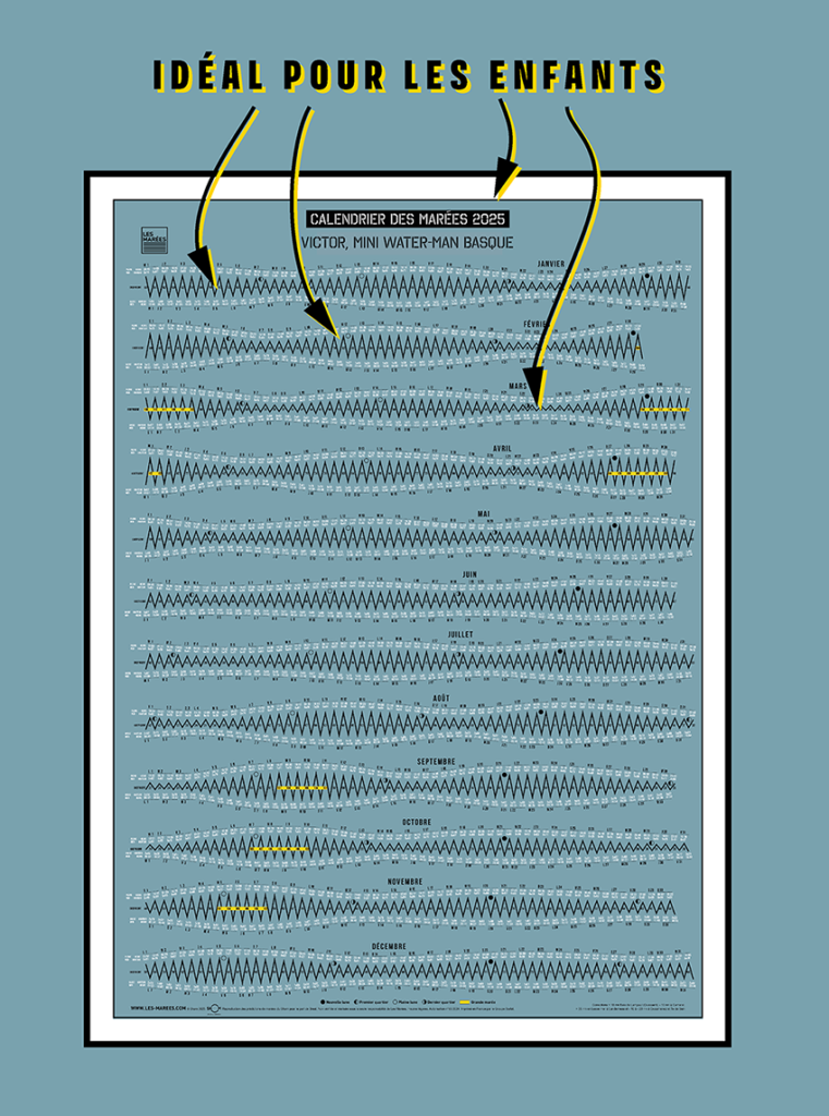 Infographie d'un calendrier des marées visuel et didactique