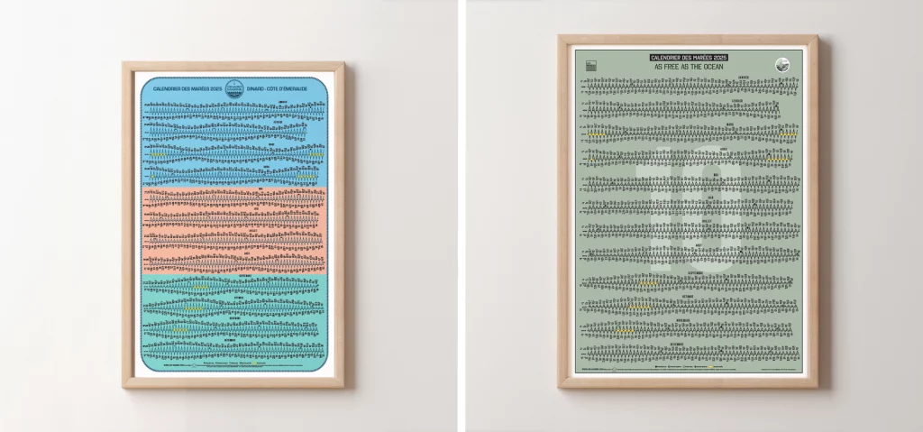 Affiche calendrier des marées personnalisée pour évènements tels que voeux ou anniversaires