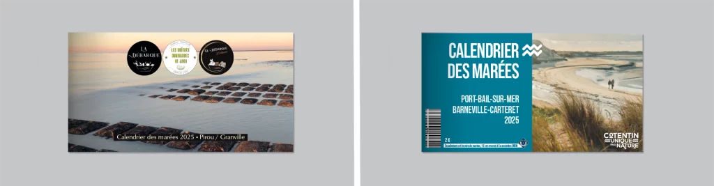 Deux exemples de calendrier des marées en format carnet de poche