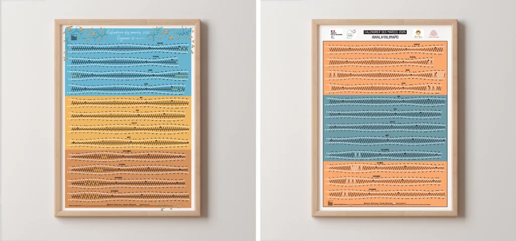 calendrier des marées de Guyane française. Affiches personnalisées.